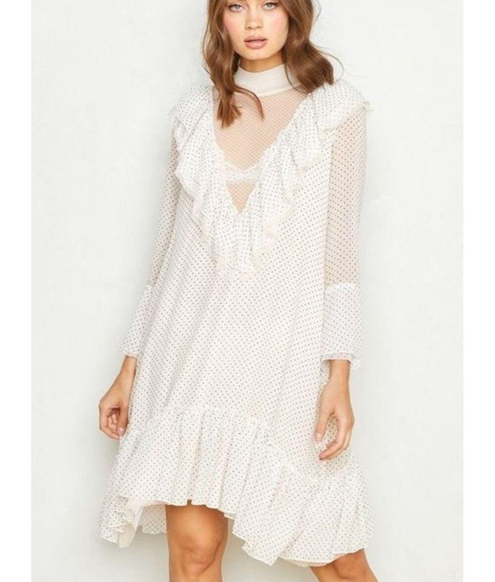HAH Hot As Hell Dress Size Extra Small Polka Dot Swiss Dots Ruffle Lace Mesh NWT